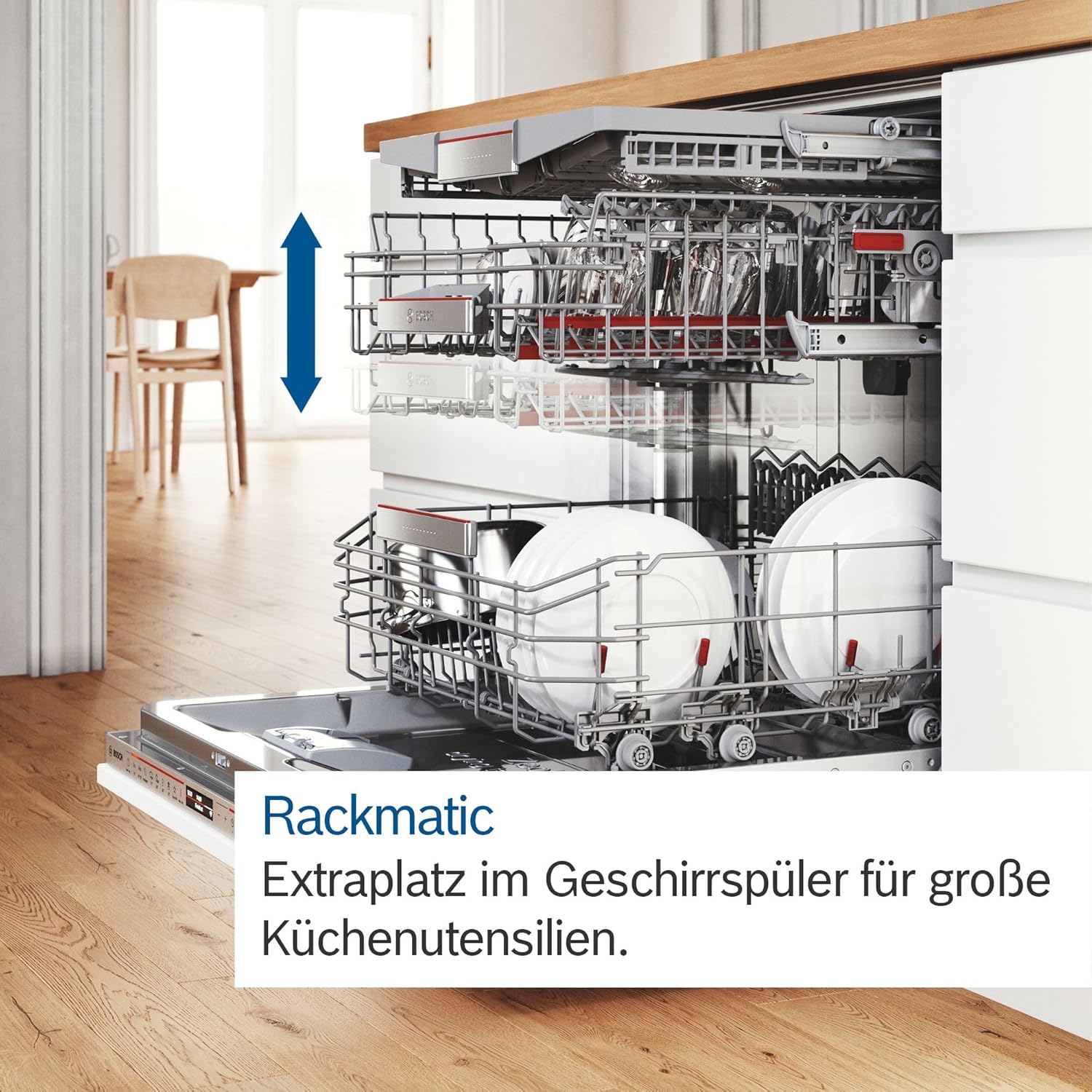 Bosch SMV4ETX08E, Serie 4, Smarter Geschirrspüler Vollintegriert 60 cm, Besteckkorb, Spülmaschine mit Programmassistent, besonders Leise, Rackmatic, Automatische Türöffnung, InfoLight, AquaStop