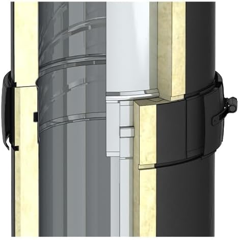 Jeremias DW-Black 200mm T-Stück 87 Grad doppelwandige Abgasanlage Edelstahl schwarz matt für Öl Gas Festbrennstoffe