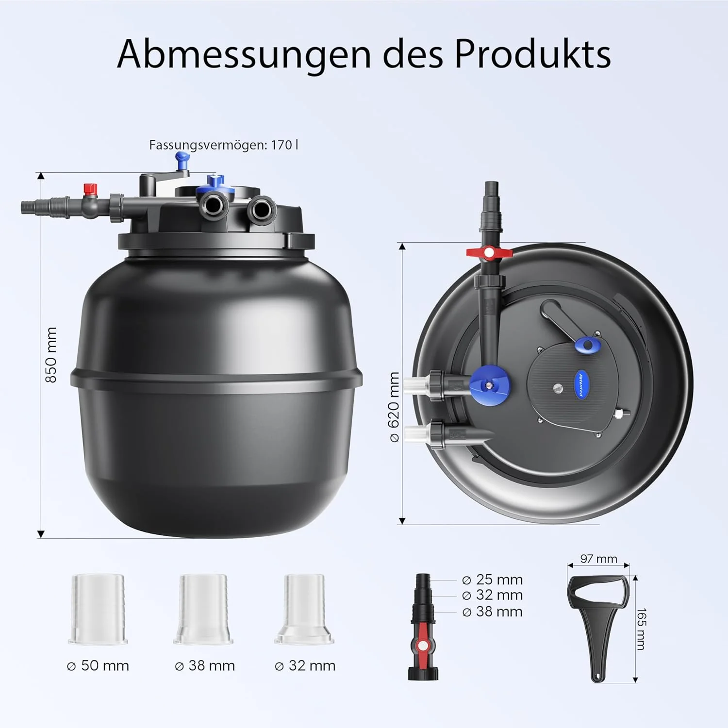 SunSun CPF-15000 drukfilter 10.000 l/u / 18 W UVC-eenheid, vijverdrukfilter voor vijvers tot 30.000 liter, vijverzuiveraar, filterinstallatie