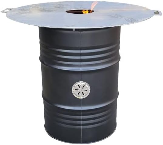 Komplettset Feuertonne Feuerplatte 100cm Grilltonne Plancha Feuerkorb Abstandshalter Set Schwarz