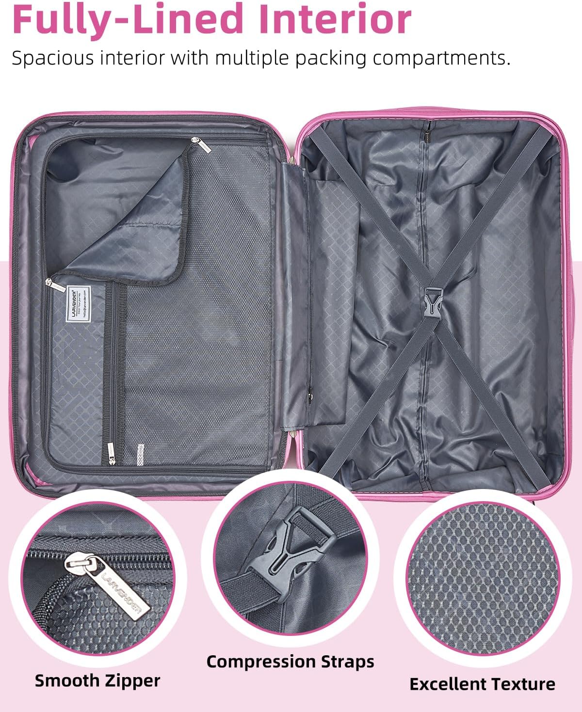 6-piece luggage set, expandable hardshell suitcase set with spinner wheels, lightweight rolling luggage set