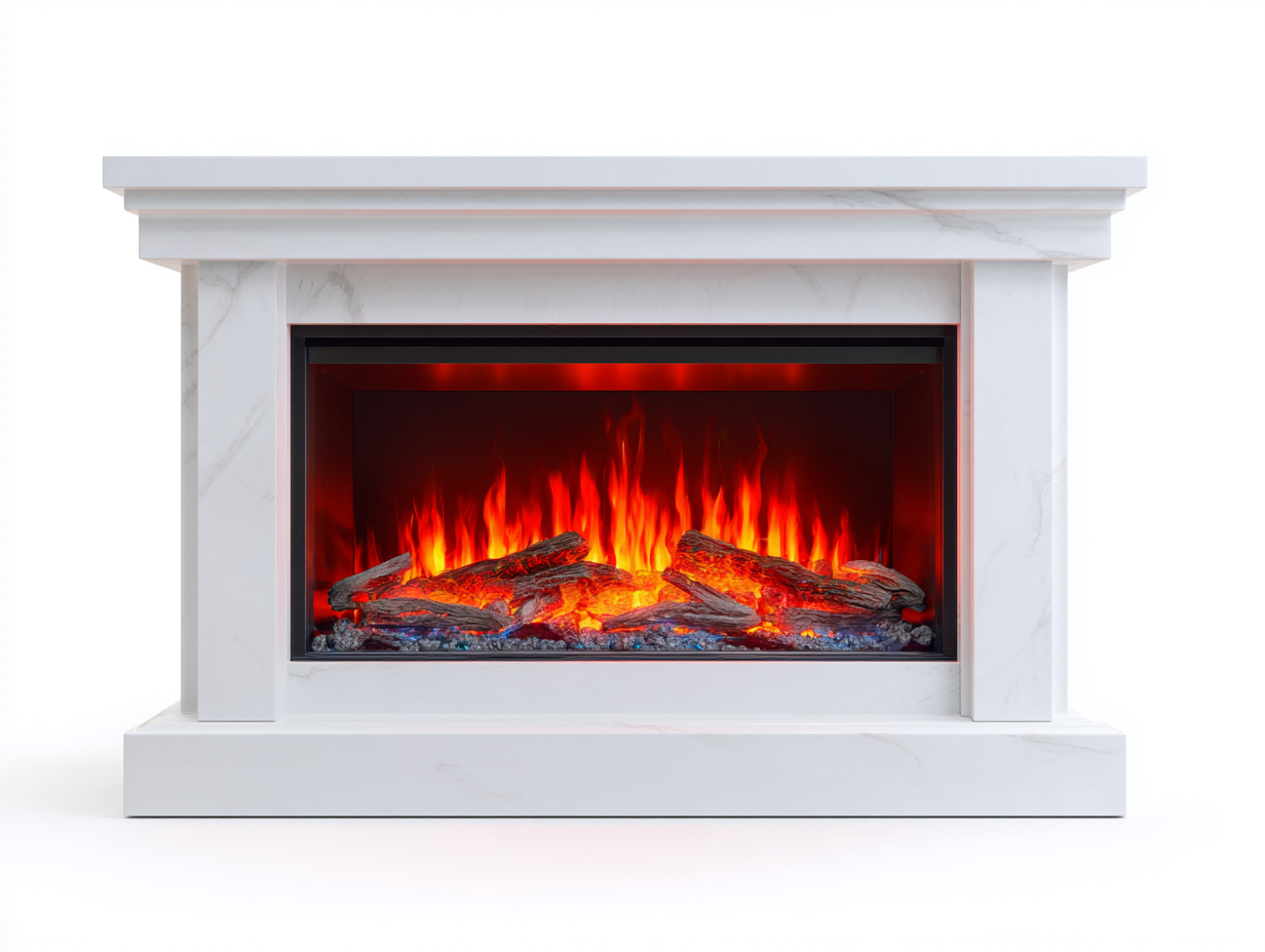 Kamin Elektrokamin MDF 125x35x105 cm - Weiß - klassisches Design - für Wohnzimmer