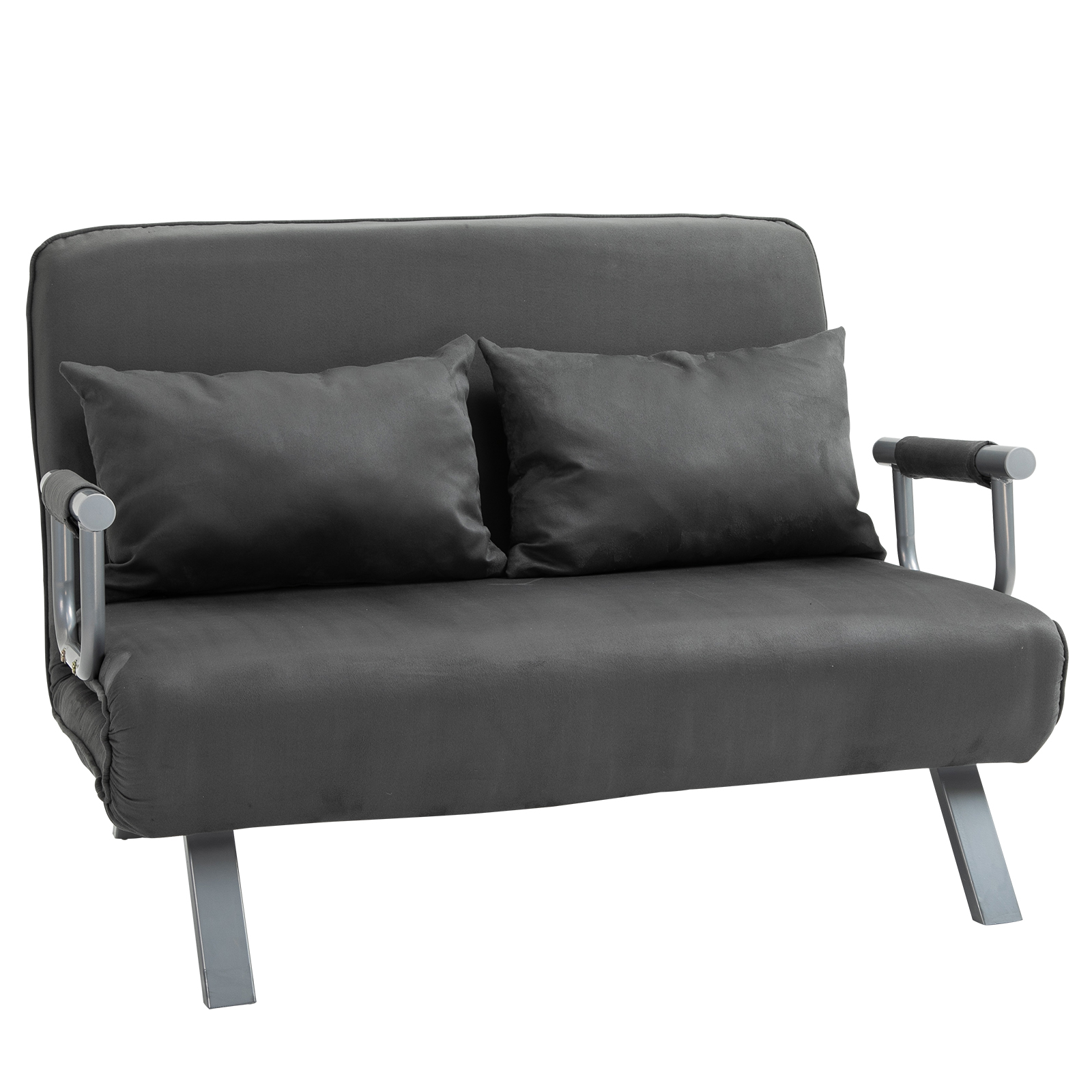 tweezits bedbank met armleuningen, 3-in-1 slaapbank, logeerbed, opvouwbare matras, opklapbed, chaise longue, multifunctioneel, imitatie-su��de grijs 105 x 80 x 78 cm
