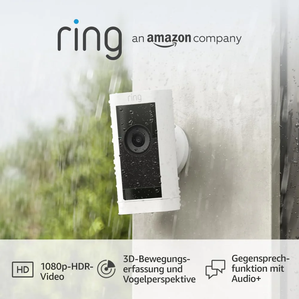 Ring Buitencamera Pro Solar (Stick Up Cam Pro) | Buitenbeveiligingscamera op zonne-energie met 1080p-HDR-video, wifi, 3D-bewegingsdetectie, compatibel met Alexa | 2 beveiligingscamera's
