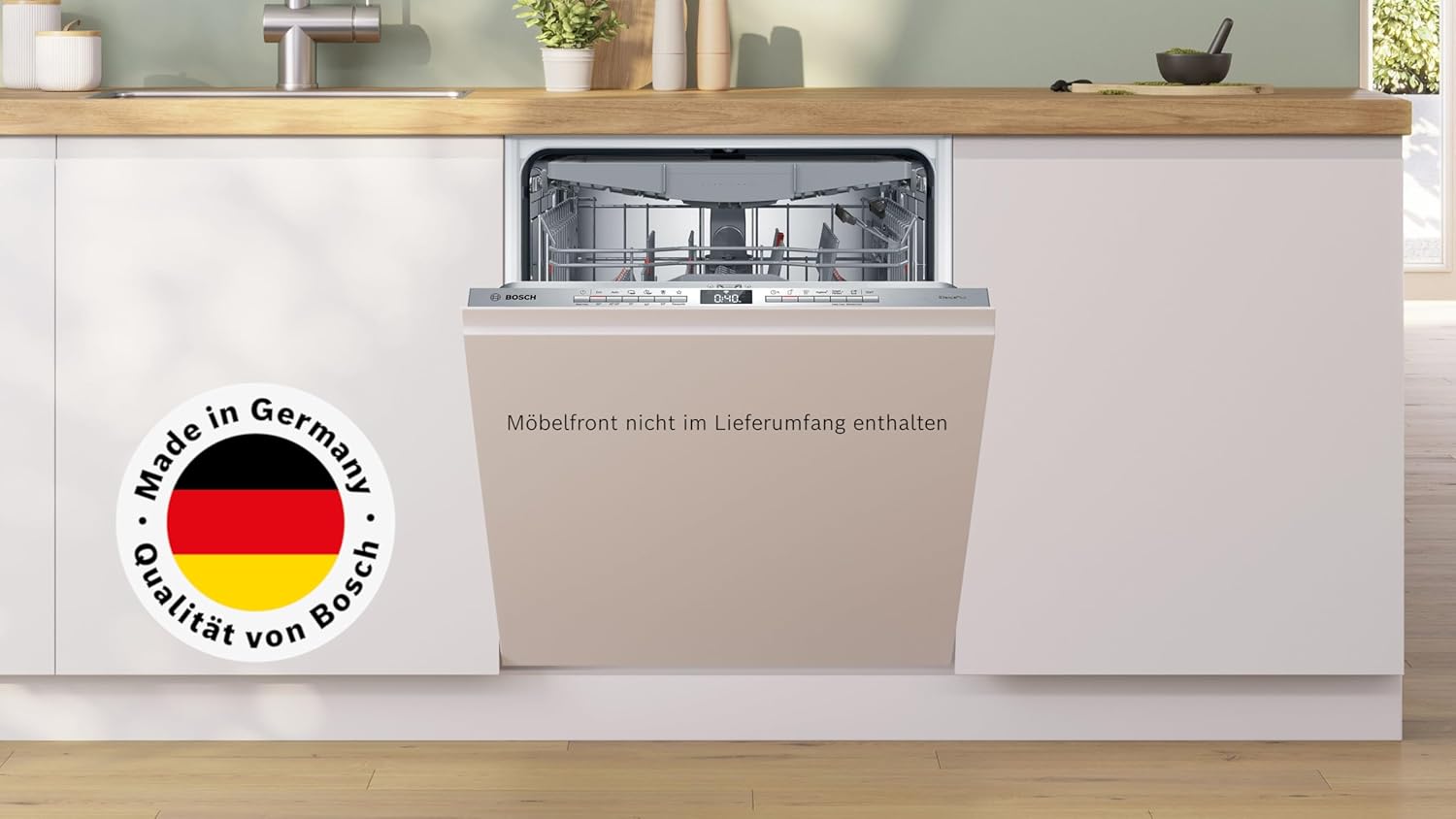 Bosch SMU4ETS08E, Serie 4, Smarter Unterbau-Geschirrspüler 60 cm, Besteckkorb, Spülmaschine mit Programmassistent, besonders Leise, höhenverstellbarer Oberkorb, Automatische Türöffnung, Edelstahl