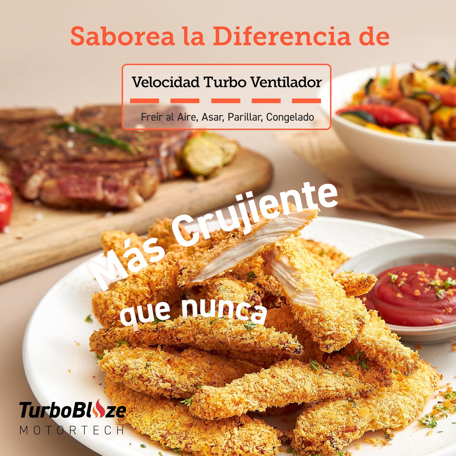 Cosori Freidora de Aire Turbo Blaze™ 6L, Air Fryer 46% Más Rápida con Motor DC, Freidora sin Aceite 9 en 1, con 117 Recetas de Chef, Apta para Lavavajillas, Freír, Hornear, Asar, Deshidratar, Blanca