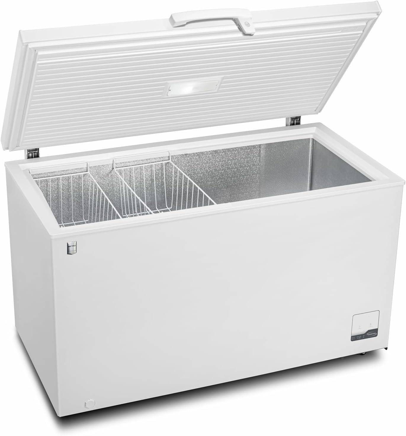 METRO Professional Gefriertruhe GHF2500, 500 L, 125 W, Tiefkühltruhe, 2 Ablagekörbe, Türschloss, Temperaturalarm, Rollen, Weiß