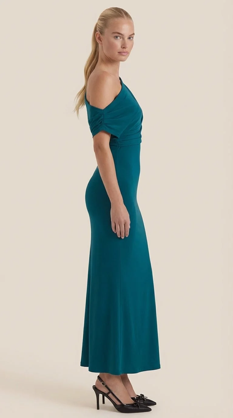 One-Shoulder-Maxikleid