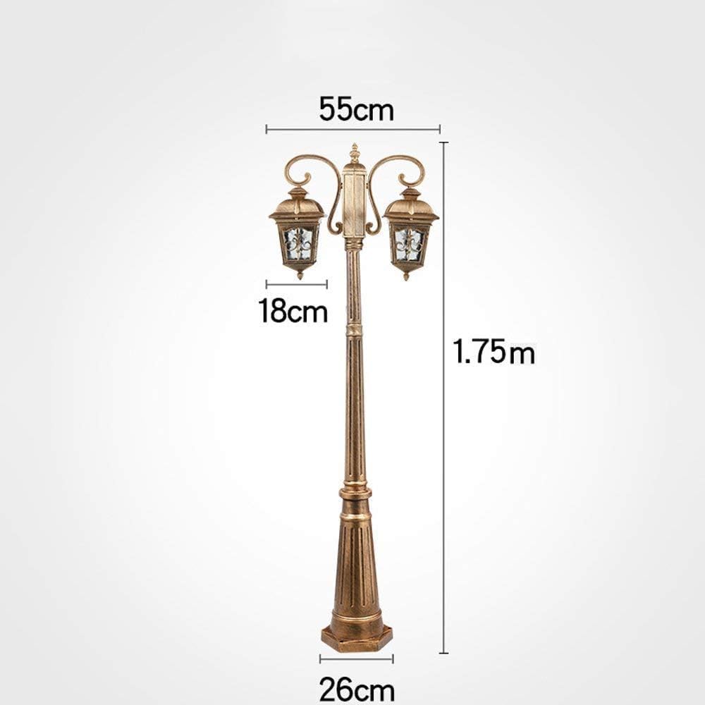 320 cm schwarze europäische Retro-Straßenlaterne für den Außenbereich, wasserdichte Stehlampe mit Glaslaterne für Terrasse, Garten, Villa und Wohnbereiche, E27-Glühbirnen kompatibel