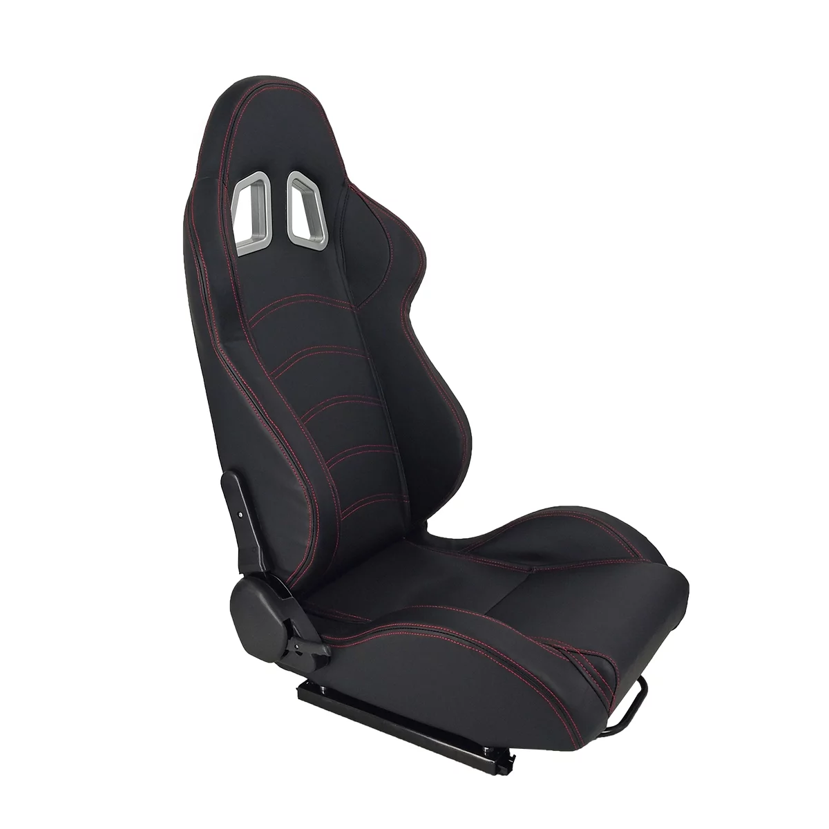 2025 Set van 2 Verstelbare PVC Racestoelen met Dubbele Rails, Zwart