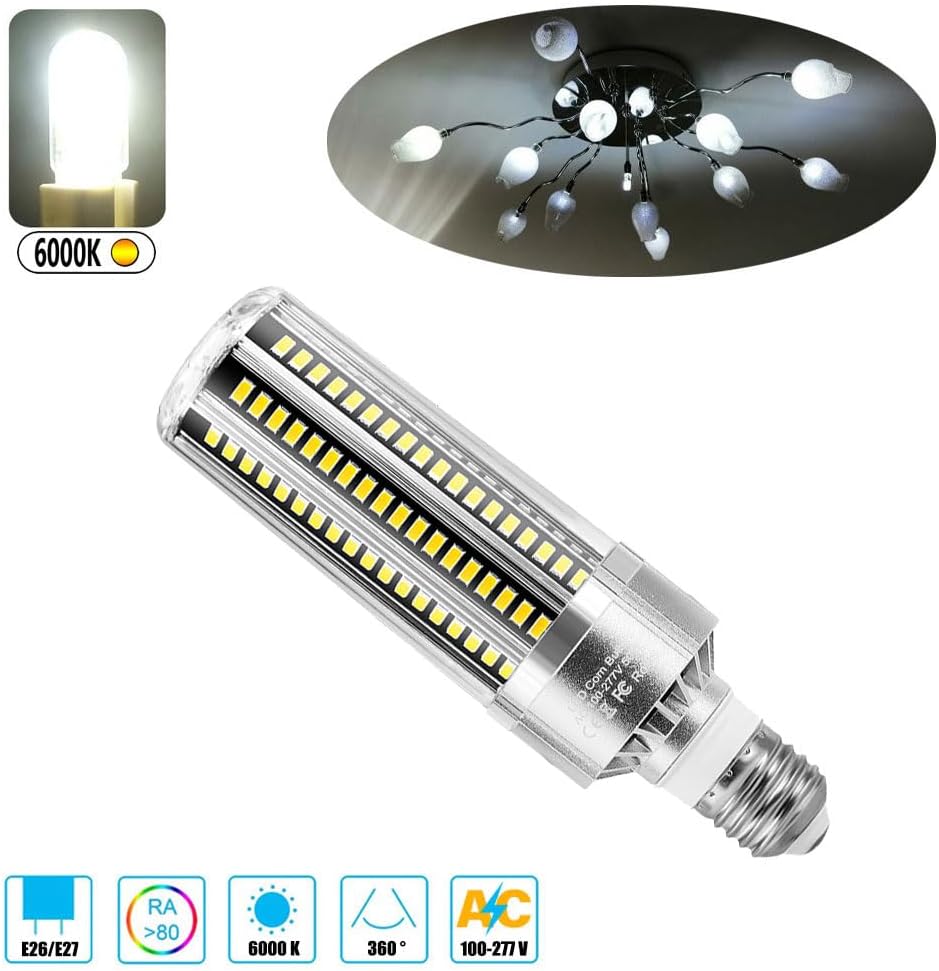 E26/E27 LED-Leuchtmittel, kommerzielle Glühbirnen mit hohem Lumen, eingebauter Lüfter, 50 Watt, 5000 lm, 360° Abstrahlwinkel, 3000 K 6000 K AC 100 V ~ 277 V (10er-Pack)