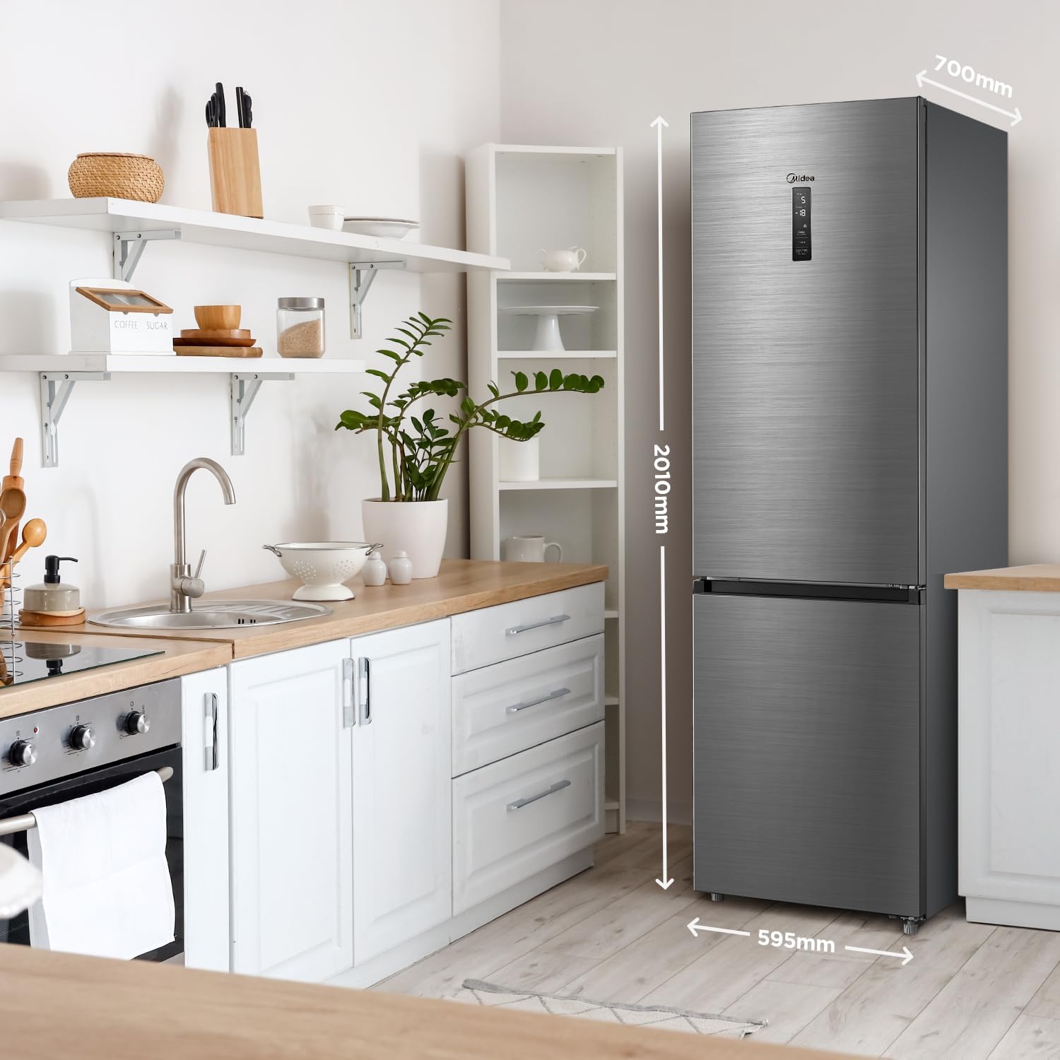 Midea MERB276FGE02A Fridge/Freezer Combination, 180 cm Height, NoFrost, Double Control, Super Cooling Function, 219 kWh per Year, Fridge Capacity 199 L, 71 L Freezer Capacity