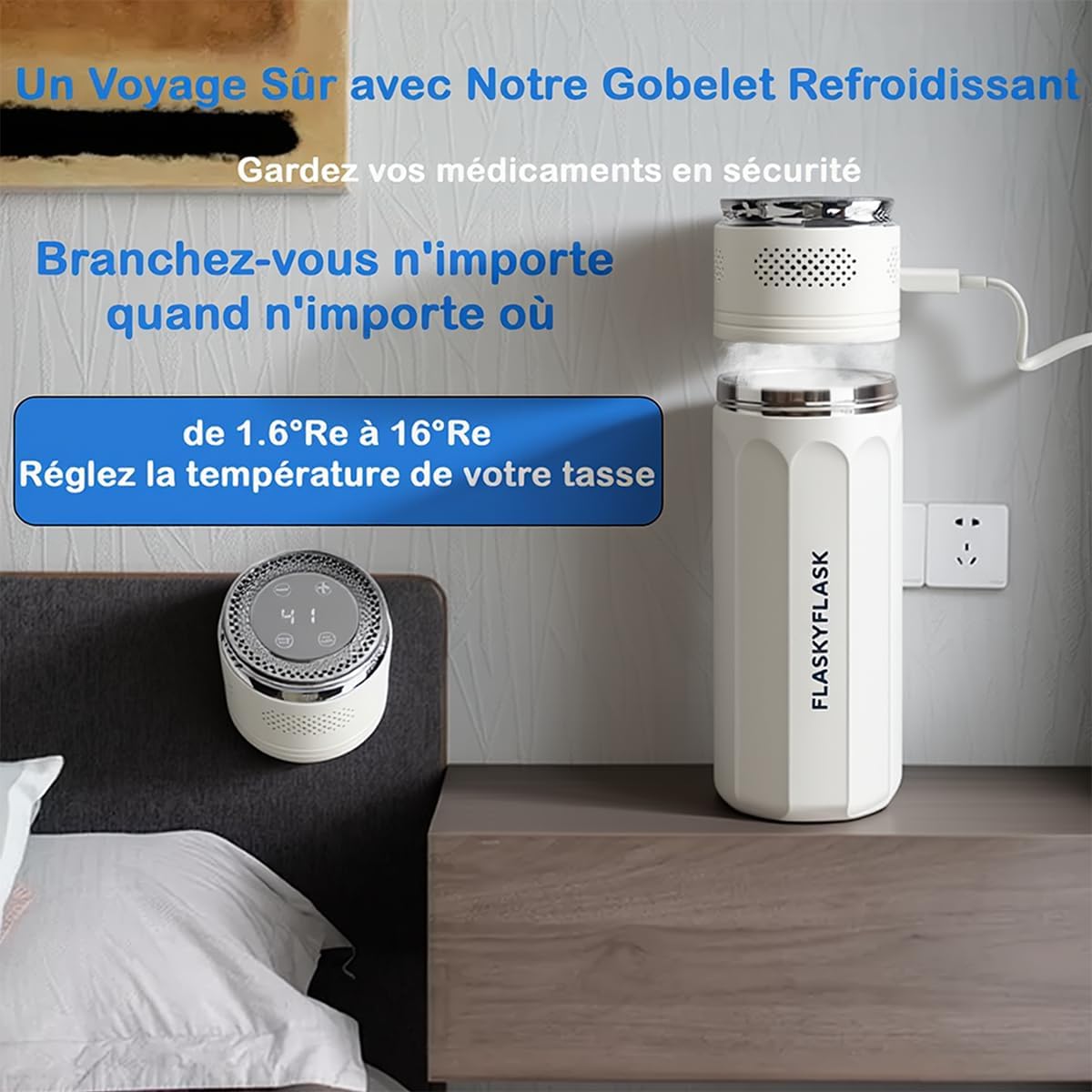 Glacière à Insuline de Voyage USB - Réfrigérateur Médical Portable avec Contrôle Intelligent 2-8℃ et Écran LCD, Inclus Nouveau Gel en Anneau, Certifié TSA pour Diabétiques (Blanc)