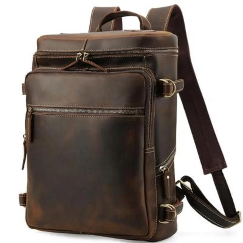 Retro Handmade Vintage Leather School Backpack
