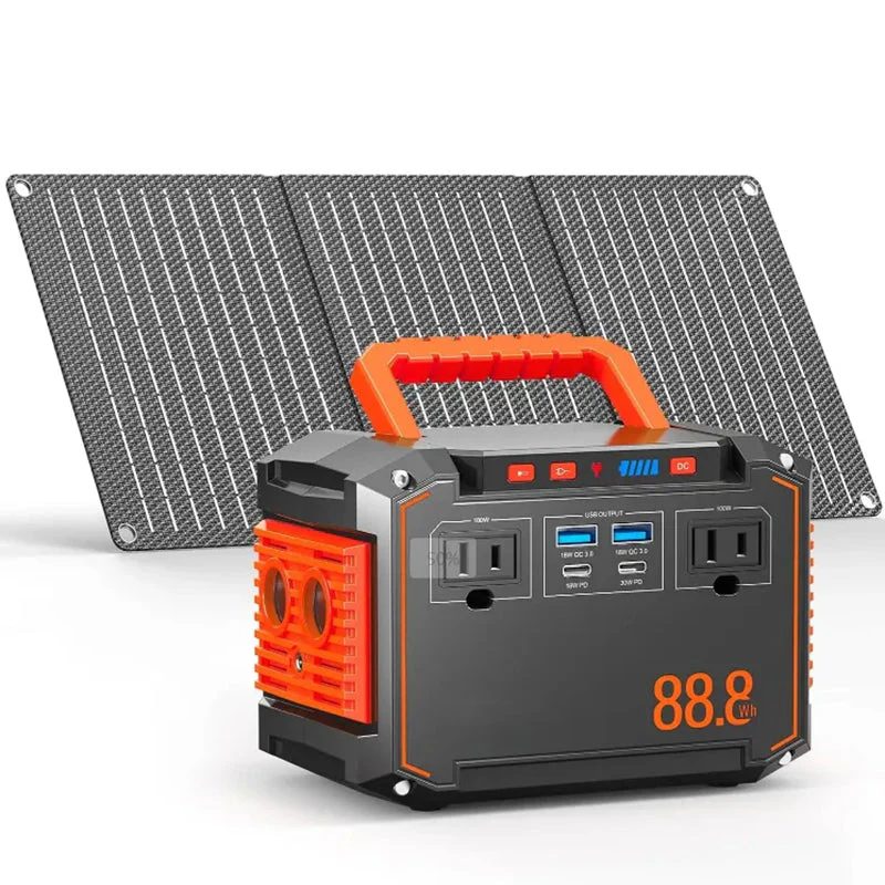 150W Peak Solar Generator with 30W Solar Panel with AC Outlet
