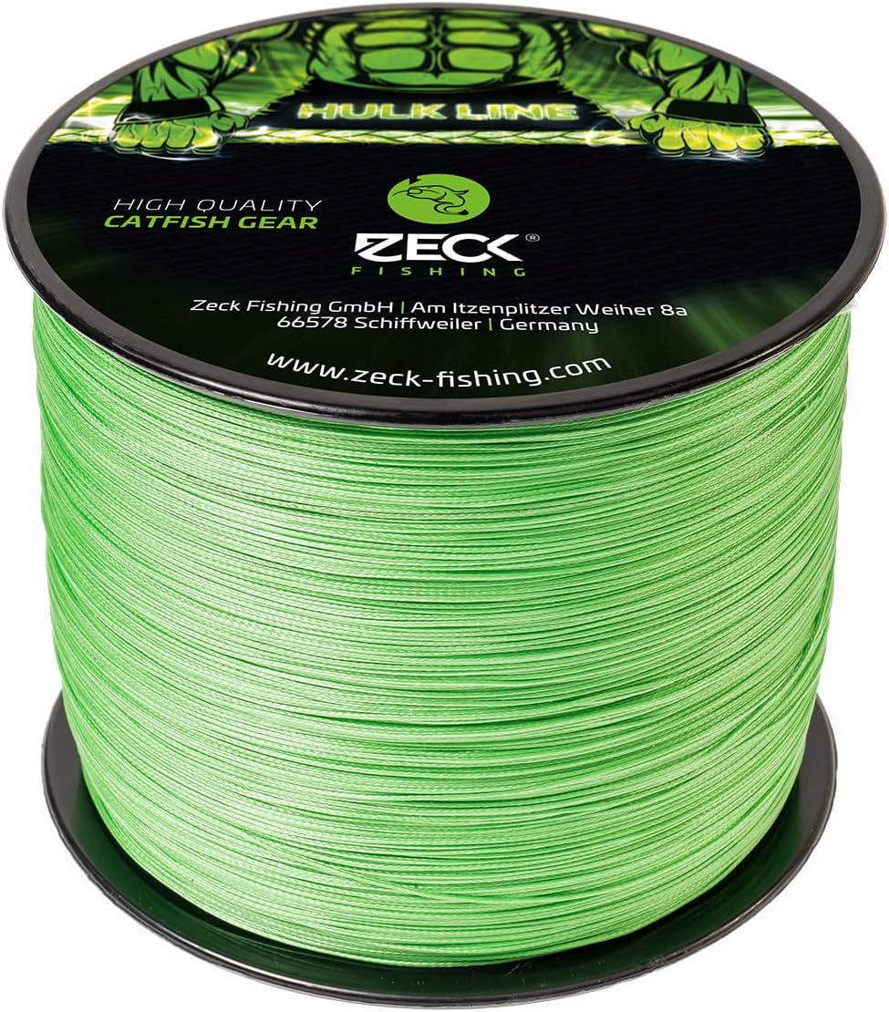 Zeck Hulk Line 1200m geflochtene Schnur Wallerschnur grün, Durchmesser zur Auswahl: 0,33mm, 0,40mm, 0,46mm, 0,50mm, 0,55mm & 0,60mm, Durchmesser/Tragkraft:0.46mm / 35kg Tragkraft