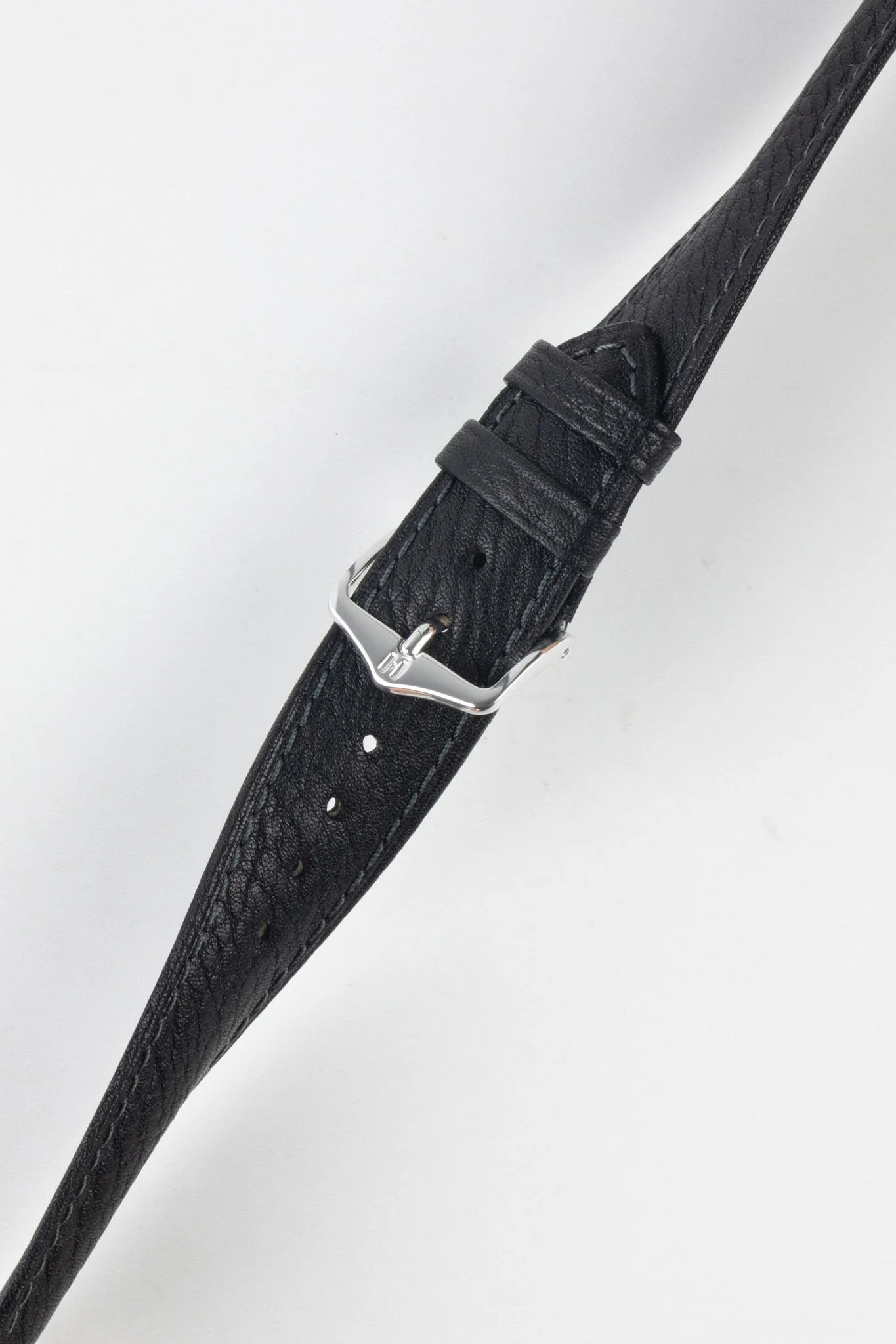 Hirsch CAMELGRAIN Open-Ended No-Allergy Leather Watch Strap in BLACK