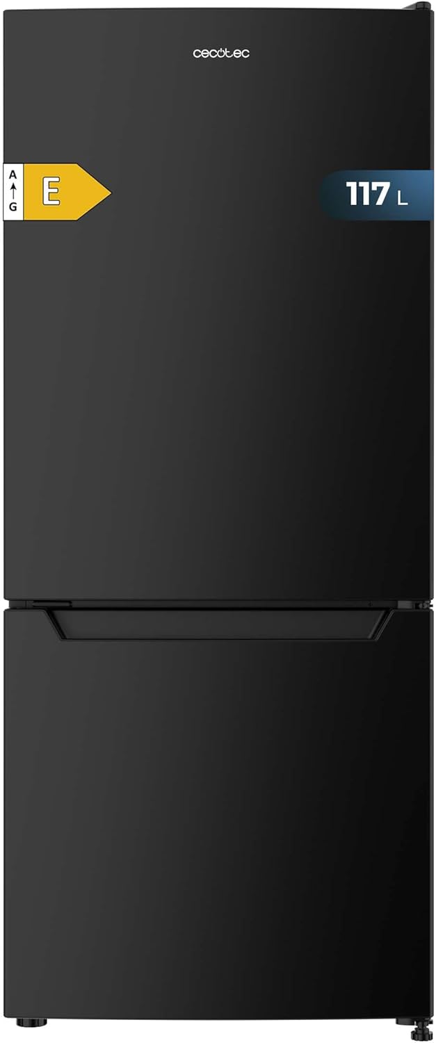 Cecotec Kombi Kühlschrank No Frost 117L Bolero CoolMarket Combi 117 DF Schwarz E. Klasse E, Schwarzer Kombi Kühlschrank, Defrost, Klasse E und Fast Freezing Modus