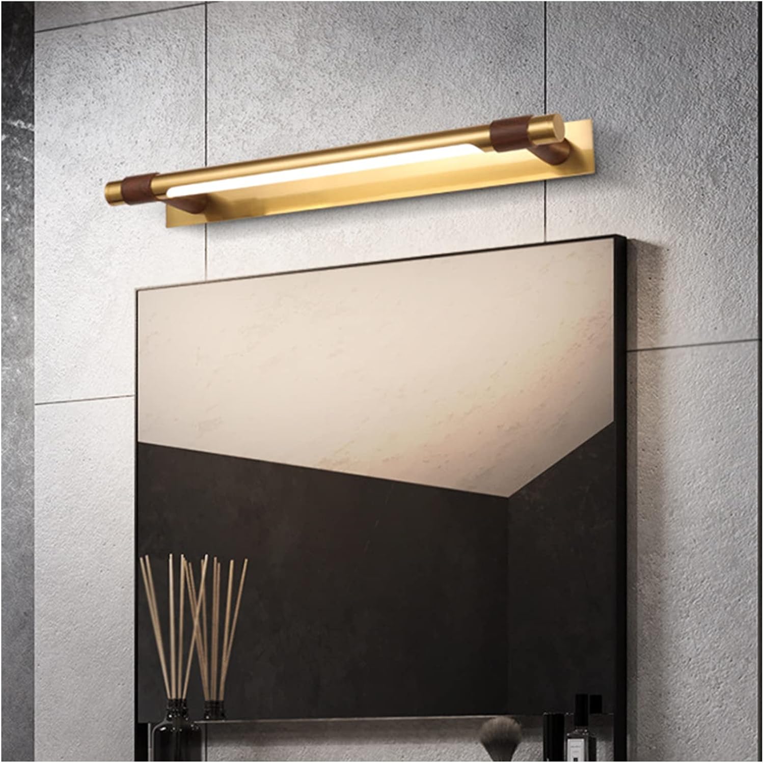 Waschtischbeleuchtung, LED-Spiegel-Frontleuchten, Badezimmer, beschlagfrei, feuchtigkeitsbeständig, Schminktisch, Make-up, Luxus-Wandbild, lange Streifenlampe, Badbeleuchtung (48 cm, warmes Licht)