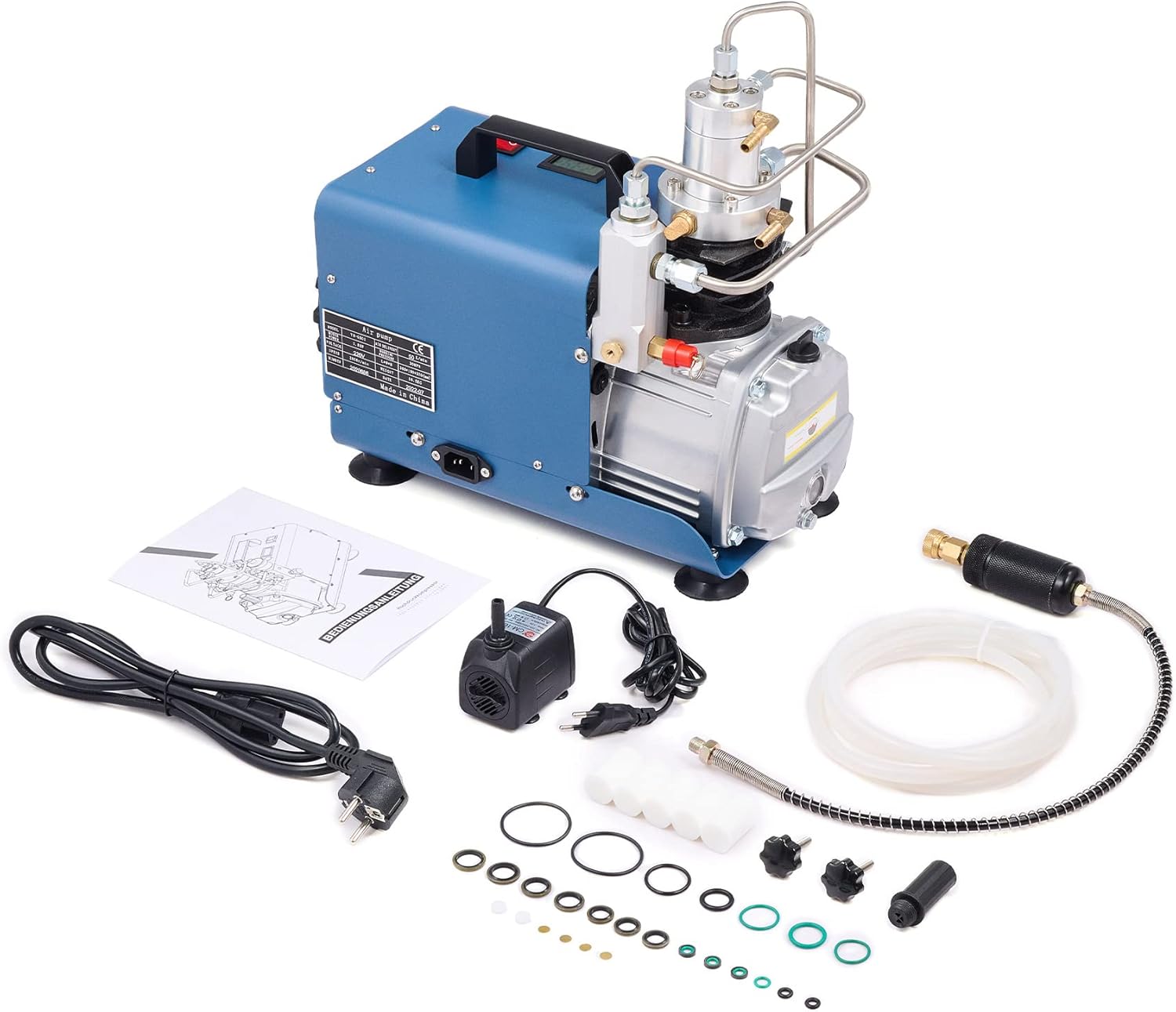 CREWORKS PCP Kompressor 300bar Kompressor Hochdruck Hochdruckluftpumpe 1800W 30Mpa 4500PSI Elektrischer Luftkompressor PCP-Luftpumpe für Druckluftpistole (Ohne voreingestellten Druck)