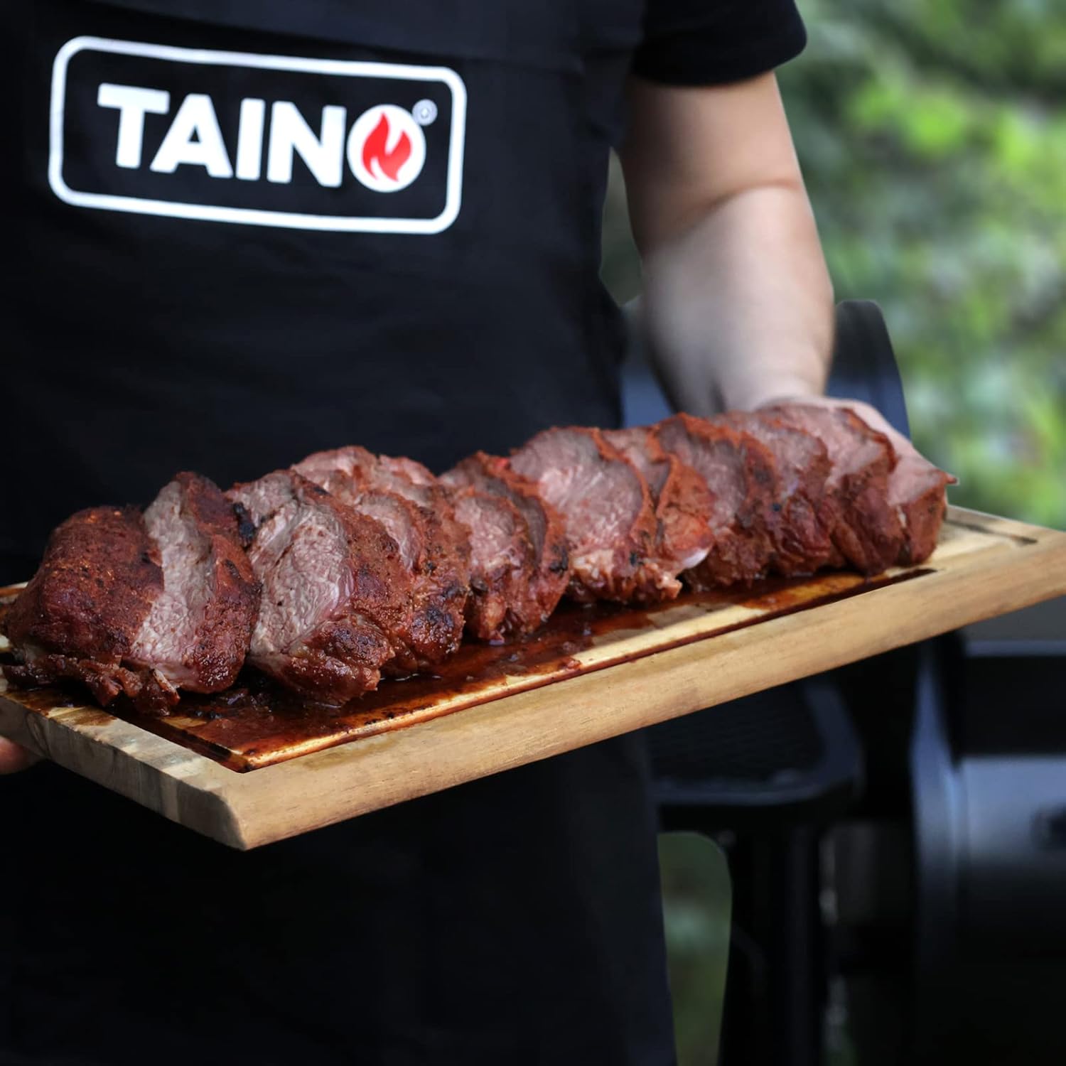 TAINO Yuma XXL 90kg Profi-Smoker massiver Räucherofen Holzkohle schwarz 3,5mm Stahl