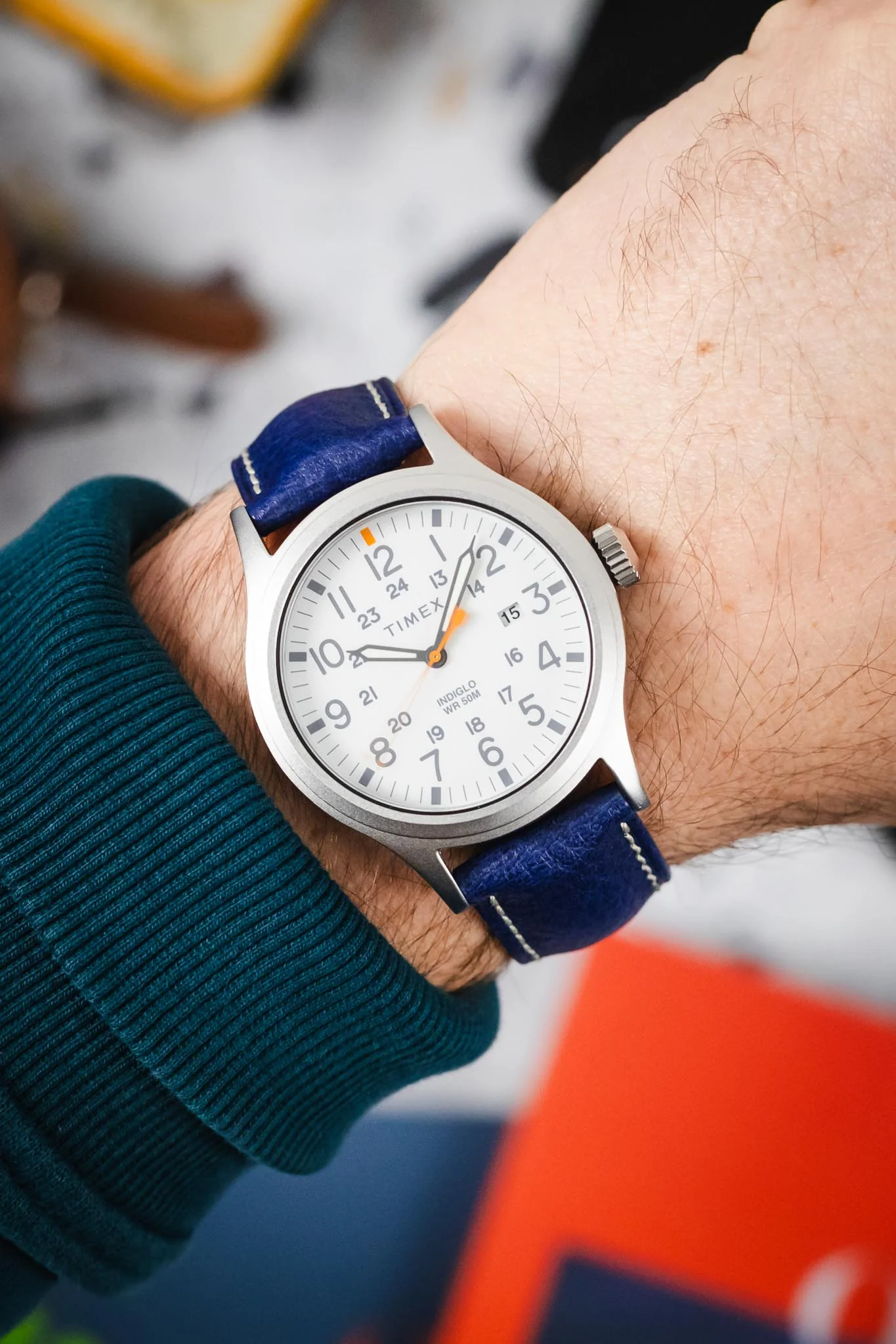 Hirsch BOSTON Quick-Release Buffalo Calfskin Leather Watch Strap in BLUE