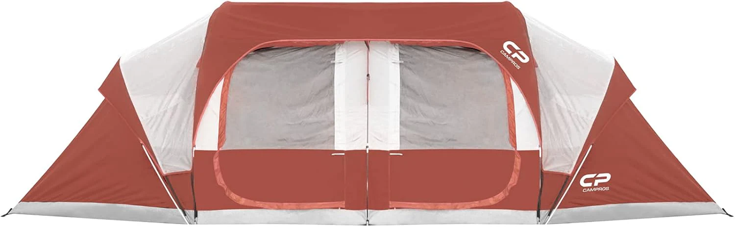 CAMPROS CP Tent 12-Person-Camping-Tents,3 Room Family Tents,Waterproof Windproof Family Tent with Top Rainfly,6 Large Mesh Windows,Double Layer,Easy Set Up, Portable with Carry Bag-20' x 9' x 72