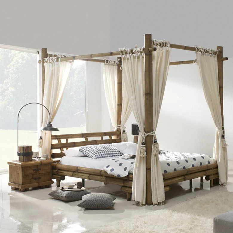 Himmelbett Bambus TABANAN 160 x 200 cm HonigAntik