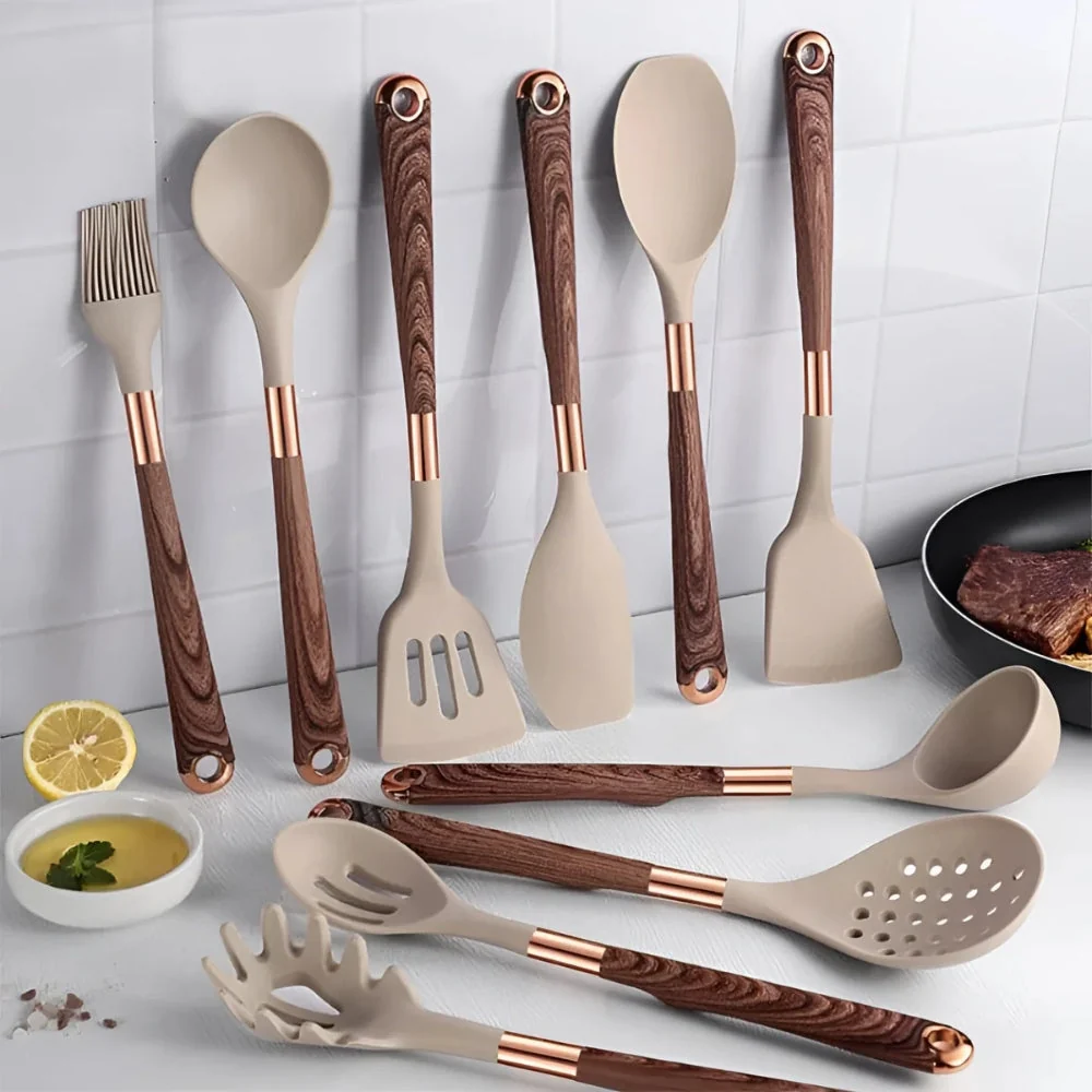 K��chenhelfer Set aus Silikon 10 St��ck f��r Kochen und Backen