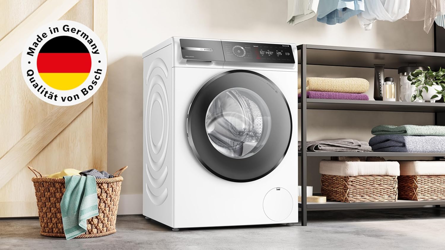 WGB244072 Serie 8 Waschmaschine 9 kg, 1400 UpM, Made in Germany, ActiveWater Plus, extra leise, Iron Assist & Dampf-Option, Nachlegefunktion, AquaStop, Home Connect, weiß
