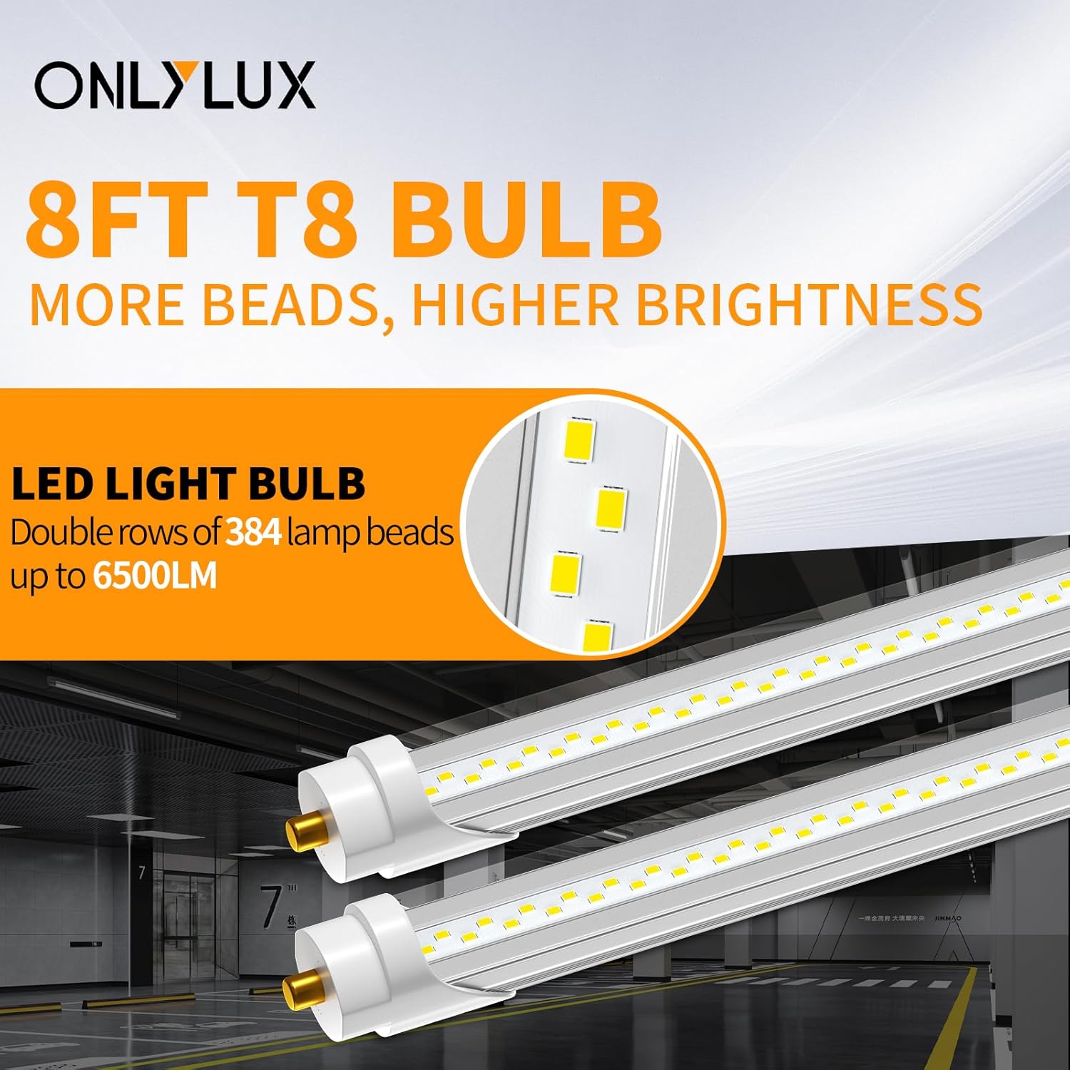 LED-Leuchtmittel, 2,4 m, 2,4 m, T8 T12 Ersatzröhren, 6500 lm, 5000 K, klare Abdeckung, ersetzt F96t12 Leuchtstofflampen (12 Stück)