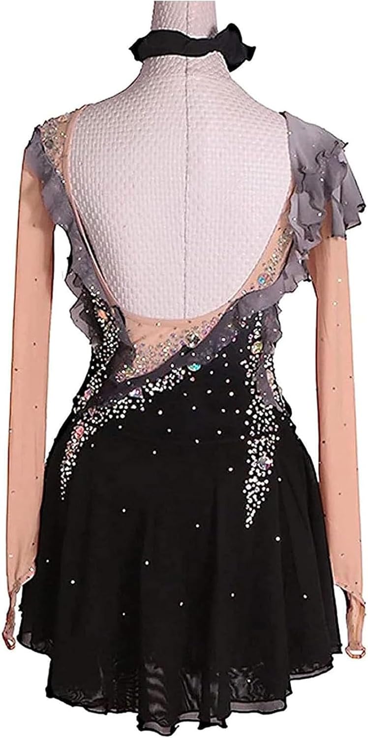 Eiskunstlauf Kleid, Handgefertigt Eislauf Kleidung für Wettbewerb Halofärben Rollschuhe Leistung Rock Hohe Elastizität Rhythmisch Gymnastik Trikots