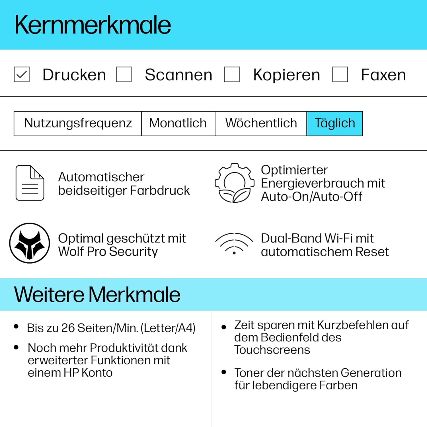HP Color LaserJet Pro MFP 3302fdwg Multifunktions-Farblaserdrucker, Fax, Automatischer beidseitiger Druck, Touchscreen, Wi-Fi, Ethernet, USB, HP Wolf Pro Security