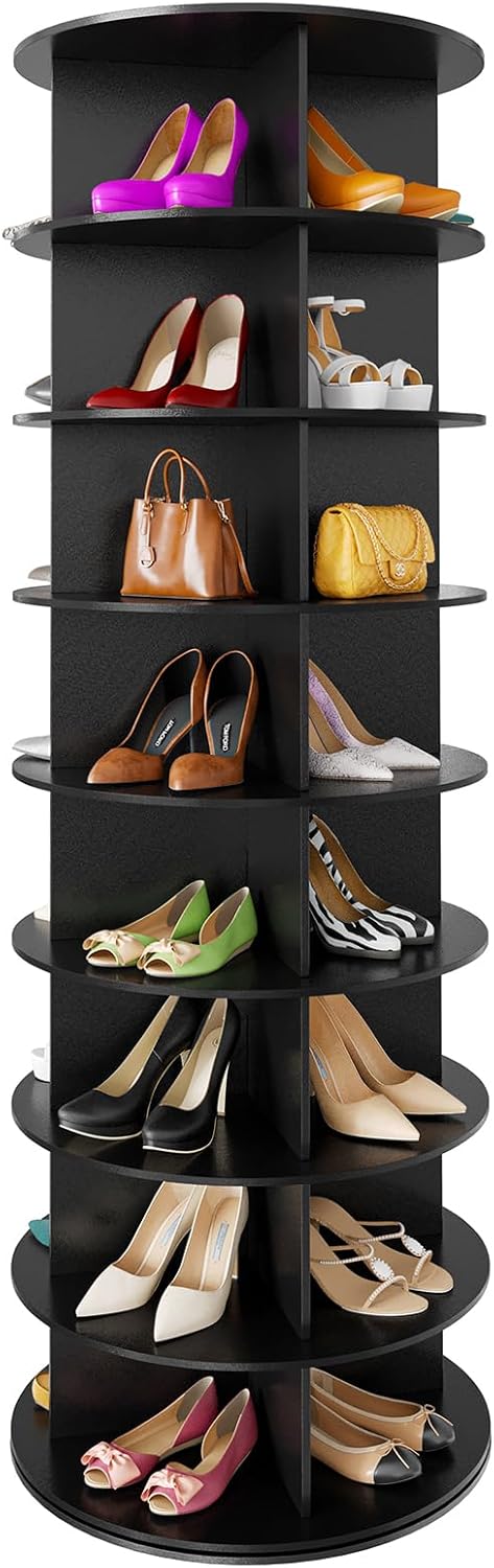 SpaceAid 7 Tier Rotating Shoe Rack Tower, Spinning Shoe Display Lazy Susan