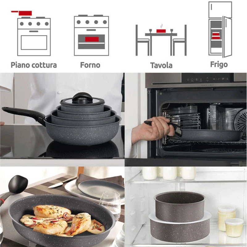 Lagostina Batteria di Pentole Ingenio Mineralis Green Set 13 pezzi