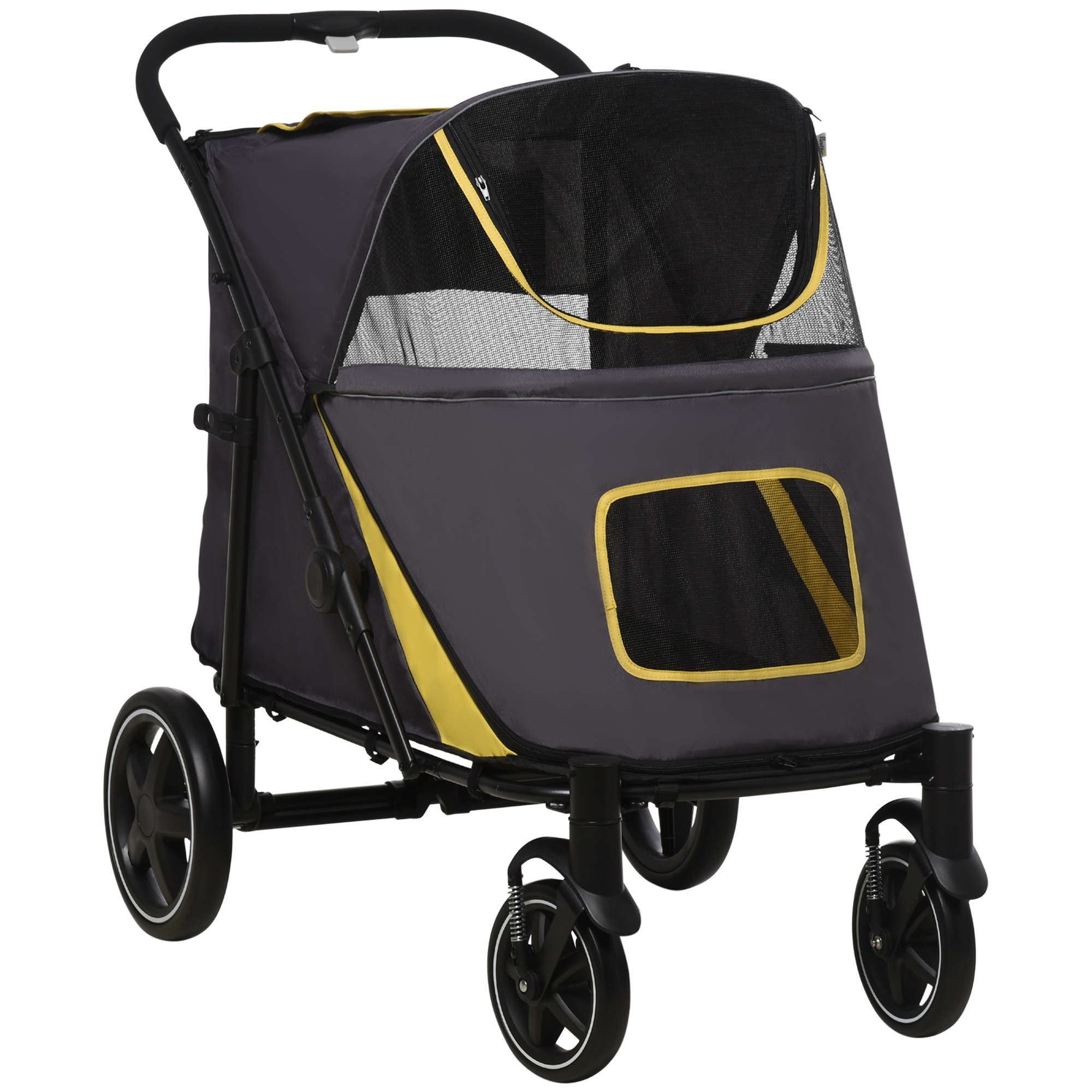 PawHut hondenbuggy, opvouwbare hondenwagen, hondenbuggy met kussen, kattenbuggy