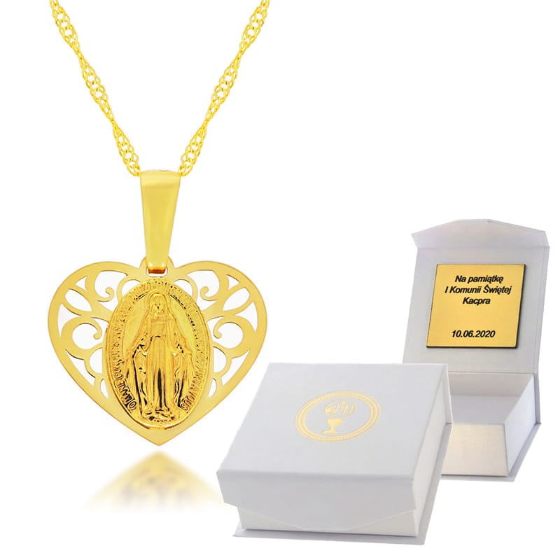 ZŁOTY ŁAŃCUSZEK 585 MEDALIK CHRZEST KOMUNIA