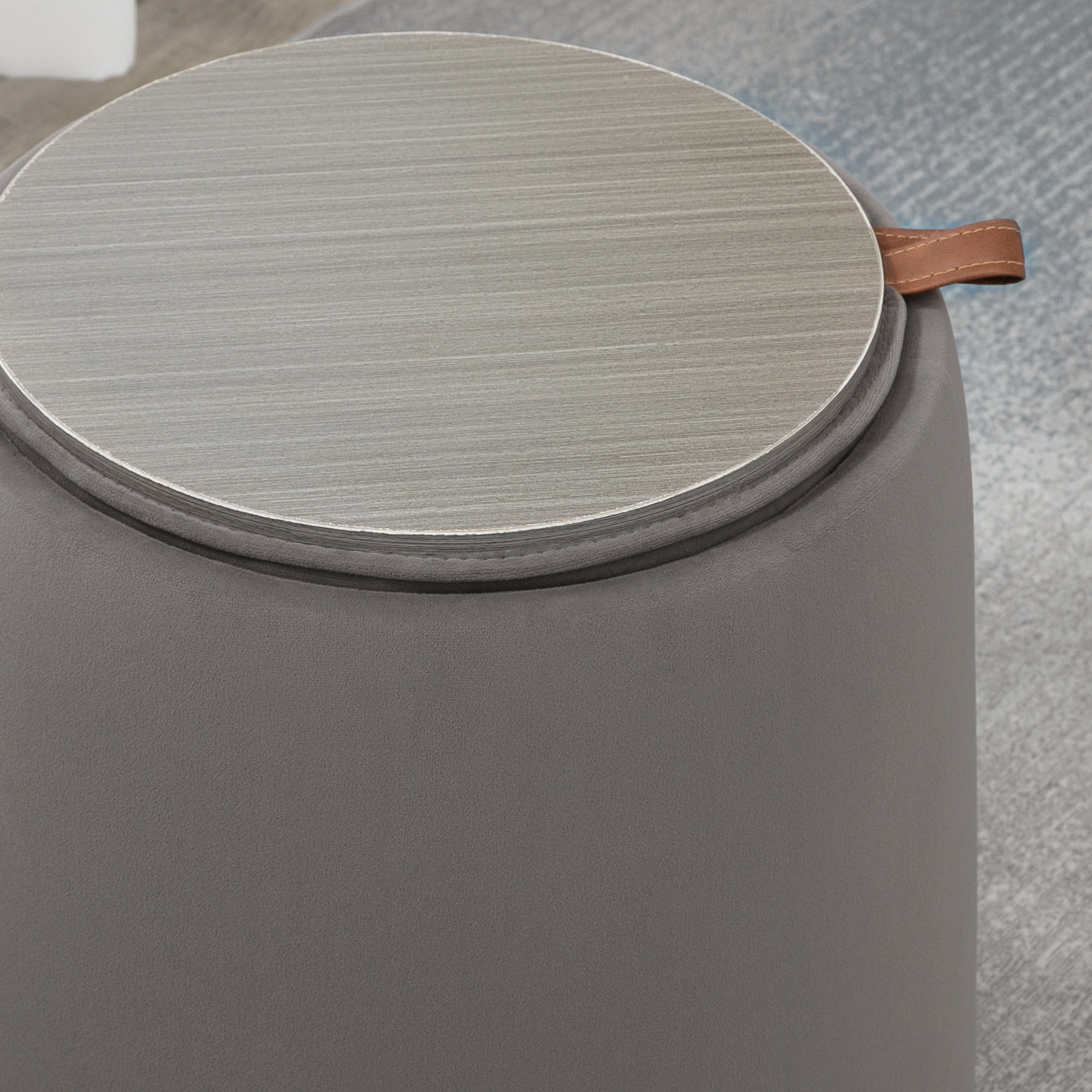 2-in-1 Poef in fluweelachtige stof met opbergruimte en afneembare deksel ��44 cm x 47,5 cm Beige