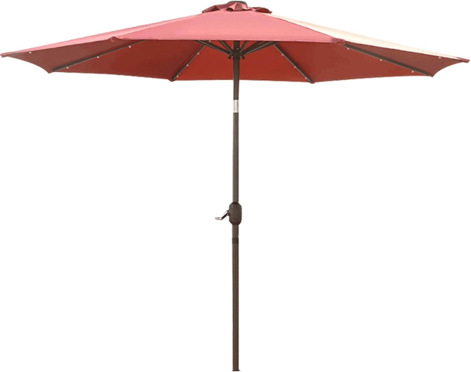 Tischschirm für den Außenbereich, Terrasse, Markt, mit Solarleuchten, für Hinterhof, Pool, Rasen, 2,7 m/9 Fuß Gartenschirme mit Neigung, Kurbel, 32 LED-Leuchten (Farbe: Kaffeebraun)