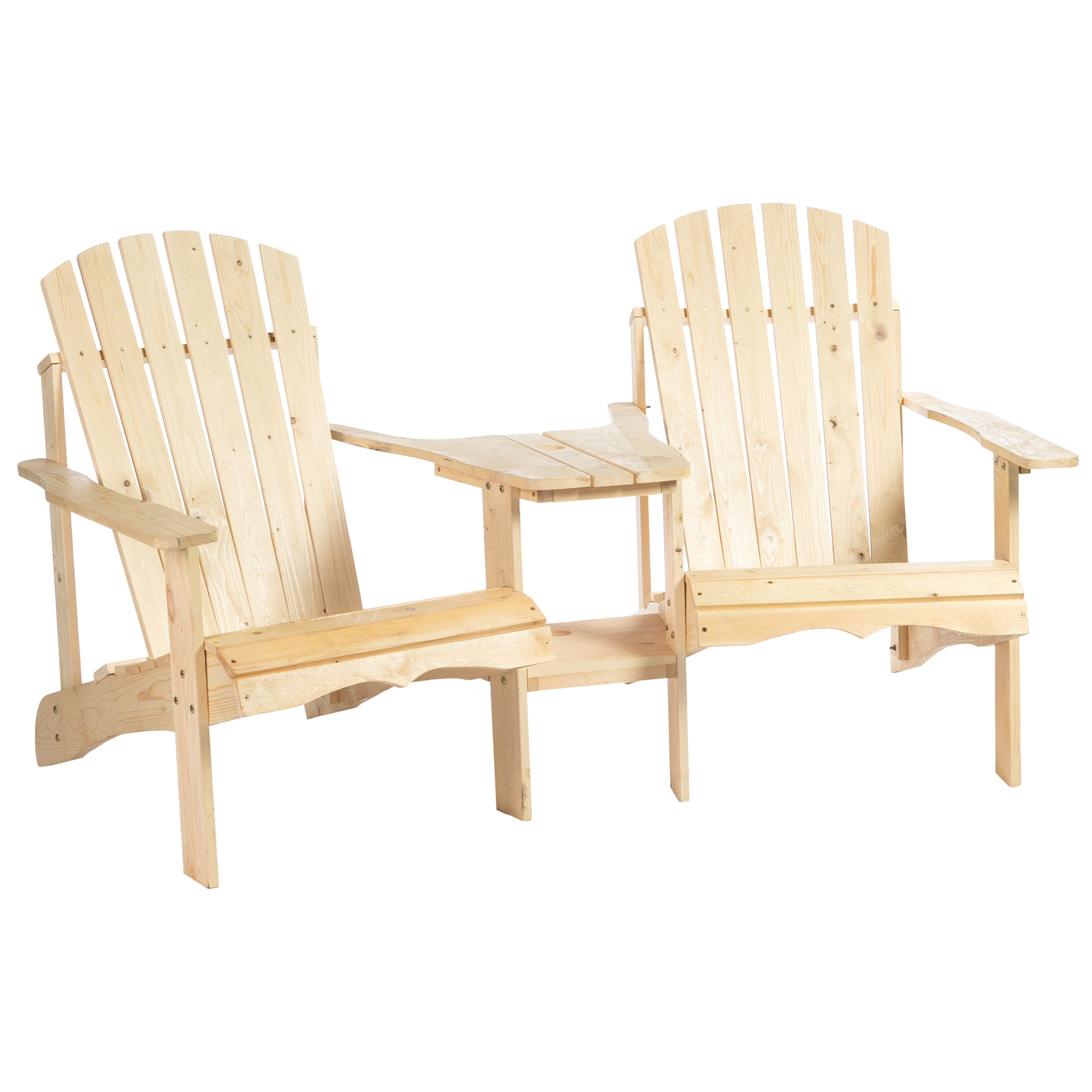 2 tuinstoelen met bijzettafel naturel dennenhout 178 x 87 x 92 cm