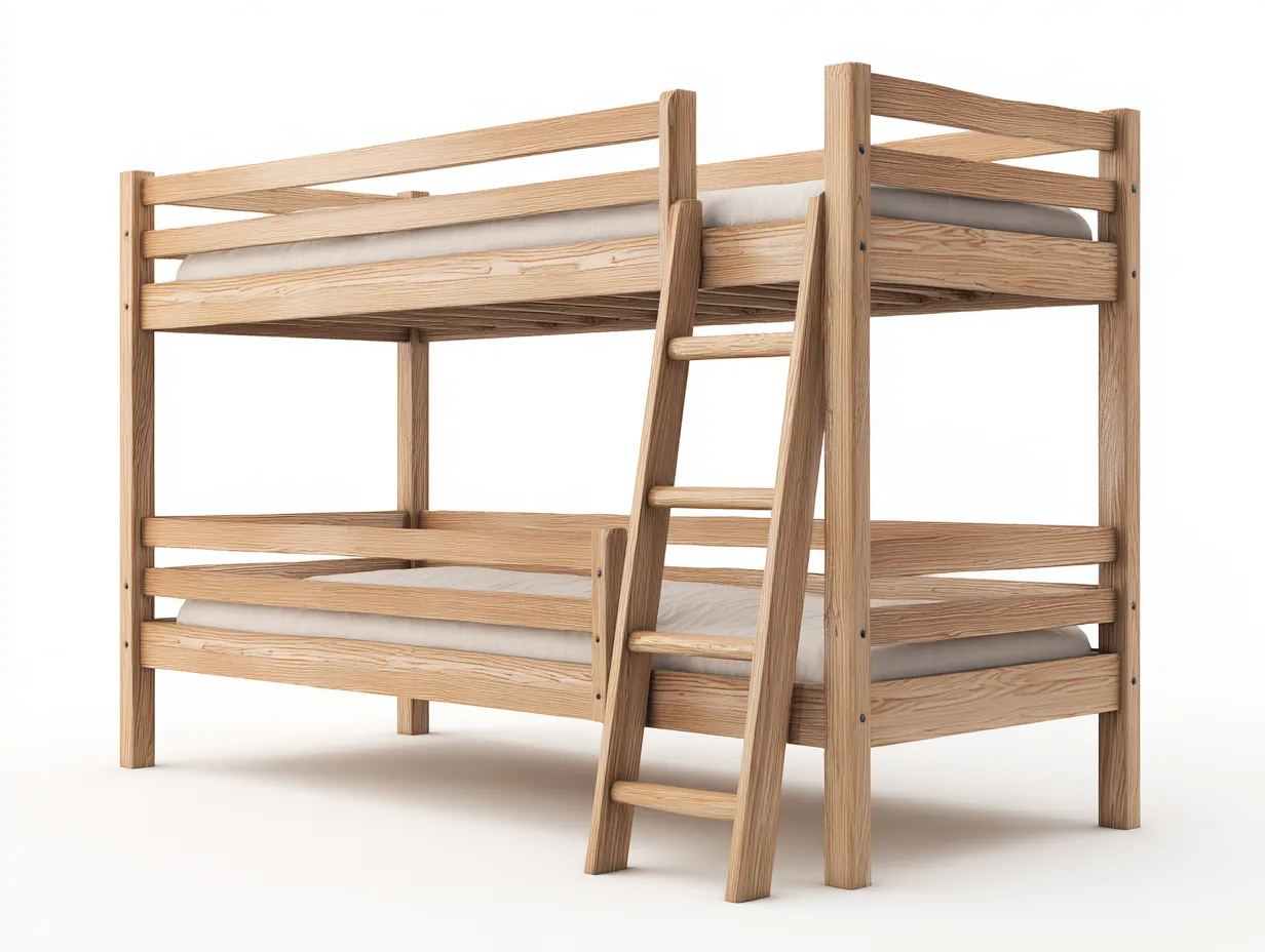 Etagenbett-Massivholz-214x103x178 cm-Natur-Moderner Stil