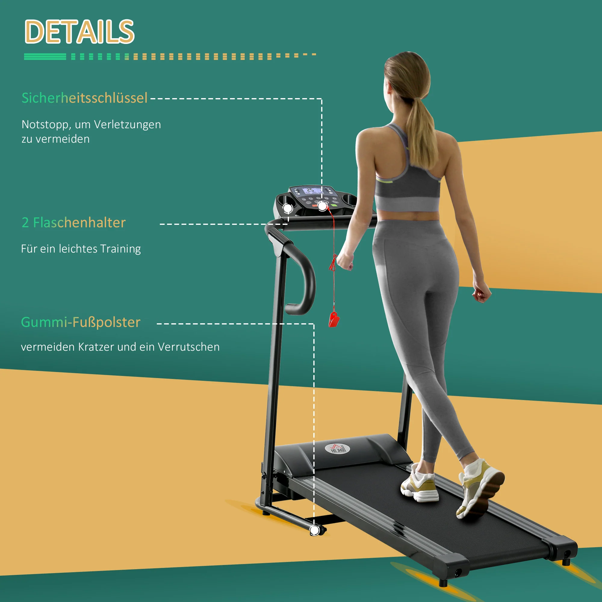 HOMCOM loopband opklapbaar elektrisch 500 W 1-12 km