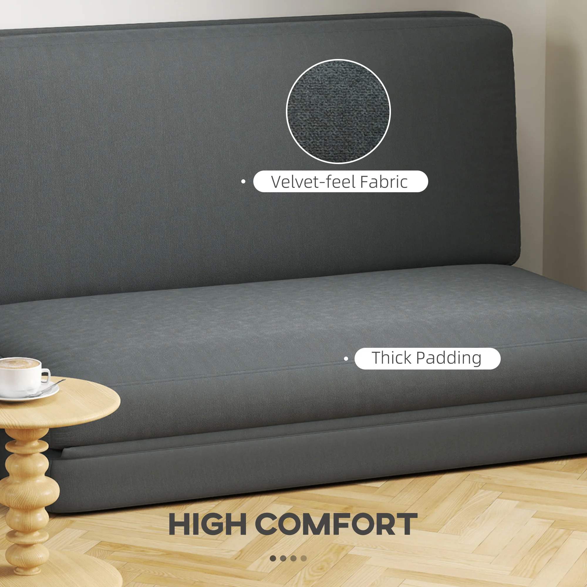 HOMCOM 3-in-1 Opvouwbare Relaxstoel, Gastenmatras, Deelbaar, 138 cm breed, Donkergrijs