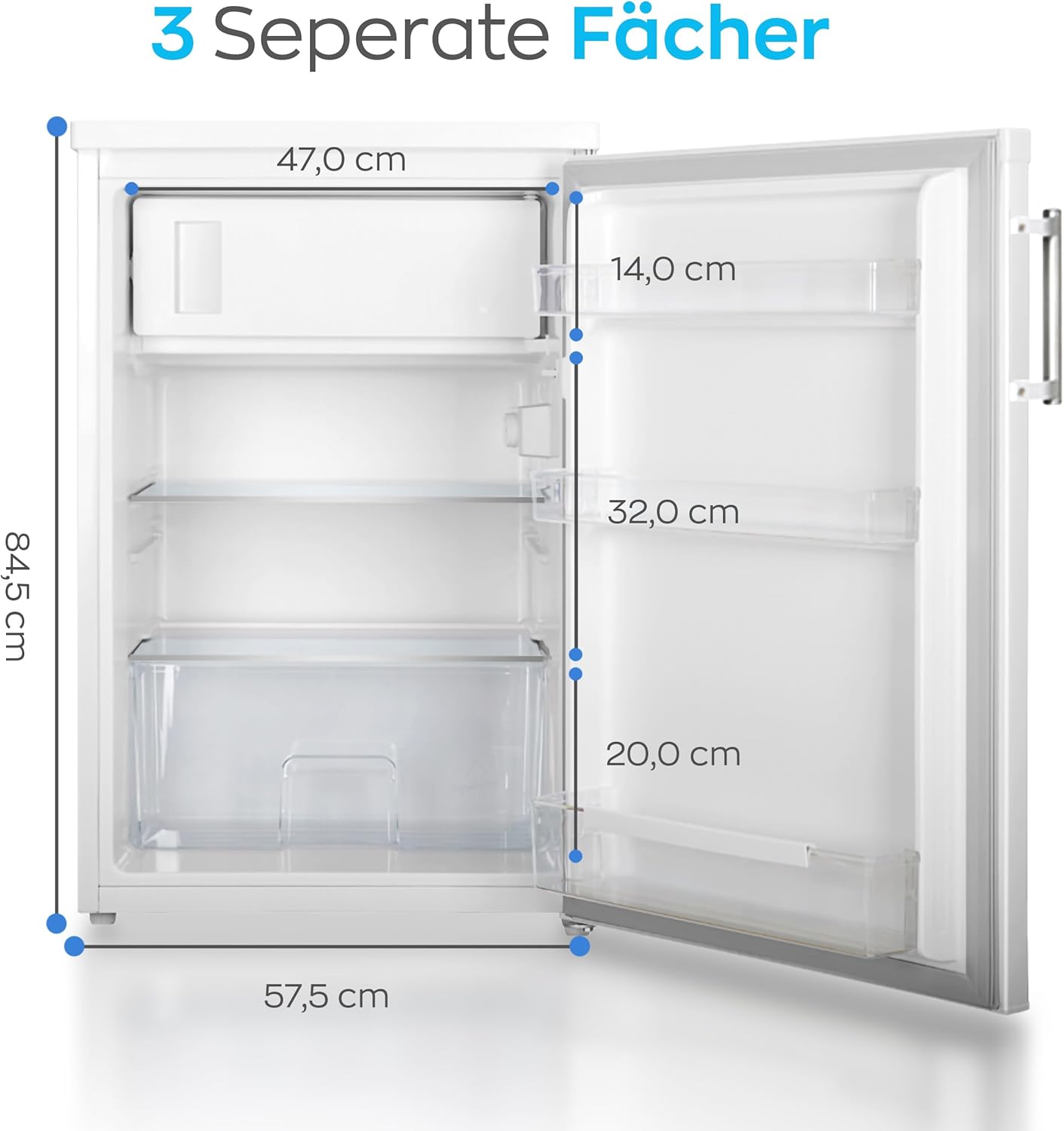 HEINRICHS Getränkekühlschrank 120L klein kompakt leise: 40db mit Gefrierfach( 13L) Mini-Bar; Tisch-Kühlschrank; Mini Kühlschrank mit Gefrierfach; perfekt geeignet für Büro Camping Garten Outdoor,weiß