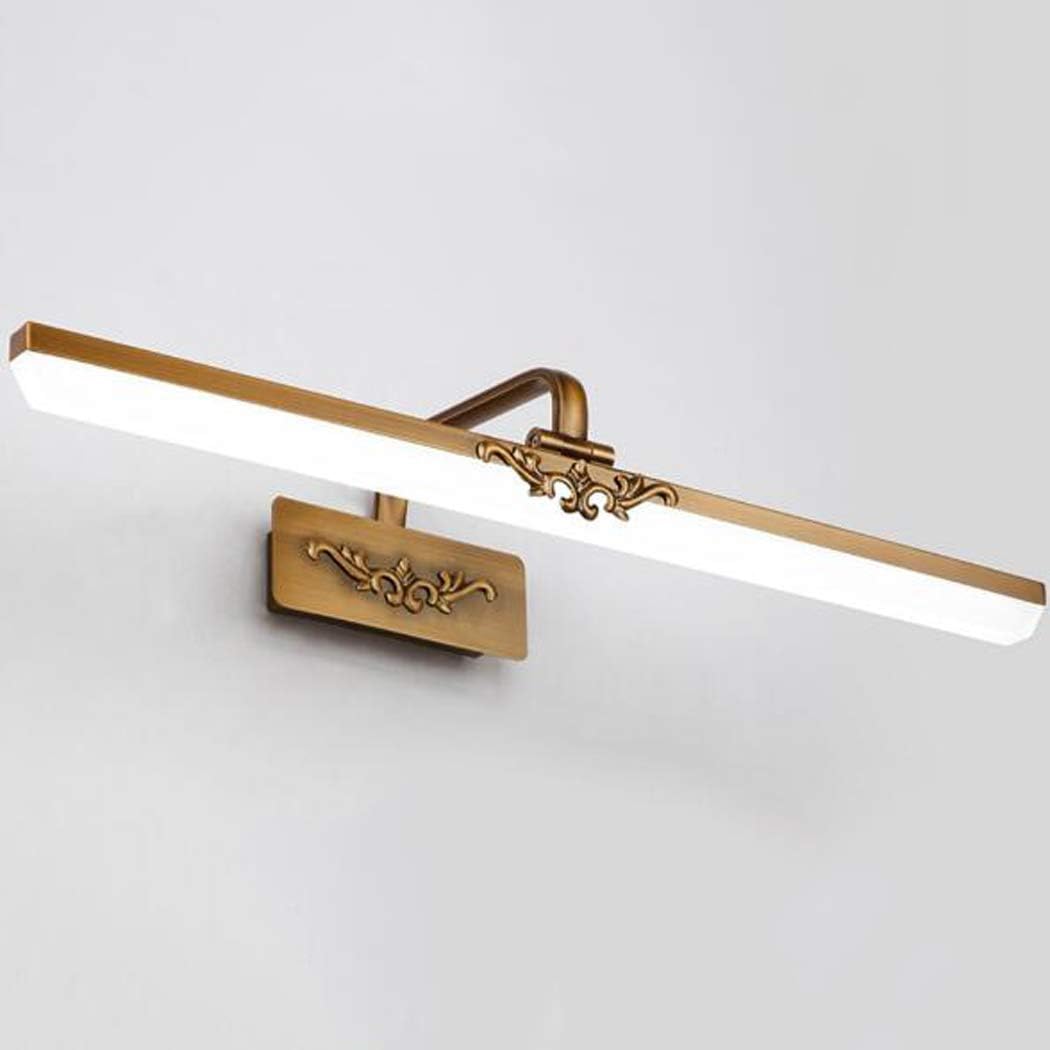 Badezimmer-Waschtischleuchte, LED-Frontspiegelleuchte, Make-up-Beleuchtungskörper, Badezimmer-Wandleuchte, wasserdichte, beschlagfreie LED-Spiegelleuchte, Antik-Messing-Bilderleuchte, Kaltweiß, 61