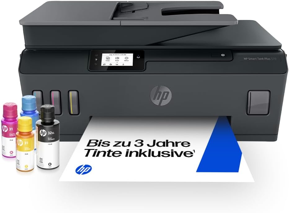 Smart Tank Plus 570 3-in-1 Multifunktionsdrucker (WLAN; ADF; Touchscreen) – 3 Jahre Tinte inklusive, 3 Jahre Garantie, großer Tintentank, hohe Reichweite, Drucken in hoher Qualität