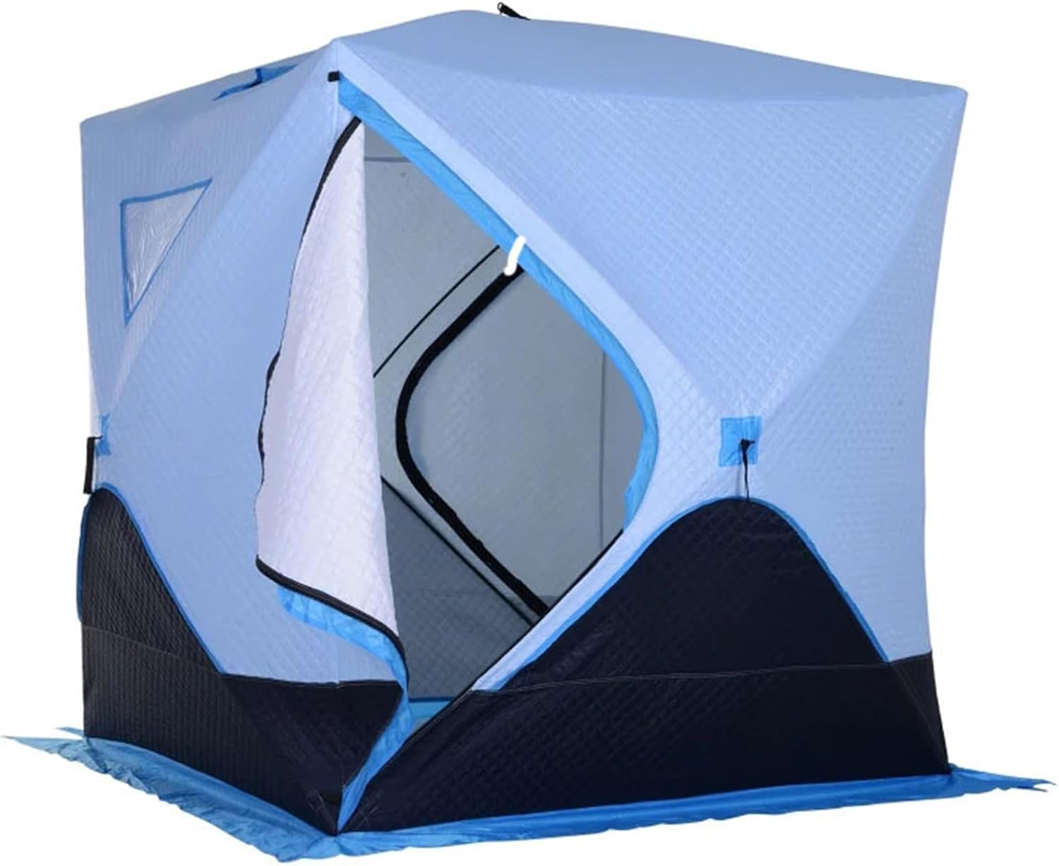 Tragbares, Isoliertes Eiswürfelzelt Für 2–4 Personen Zum Eisangeln Im Winter, Pop-up-Eishütte Mit 8 Ankern, Bindeseilen Und Tragetasche