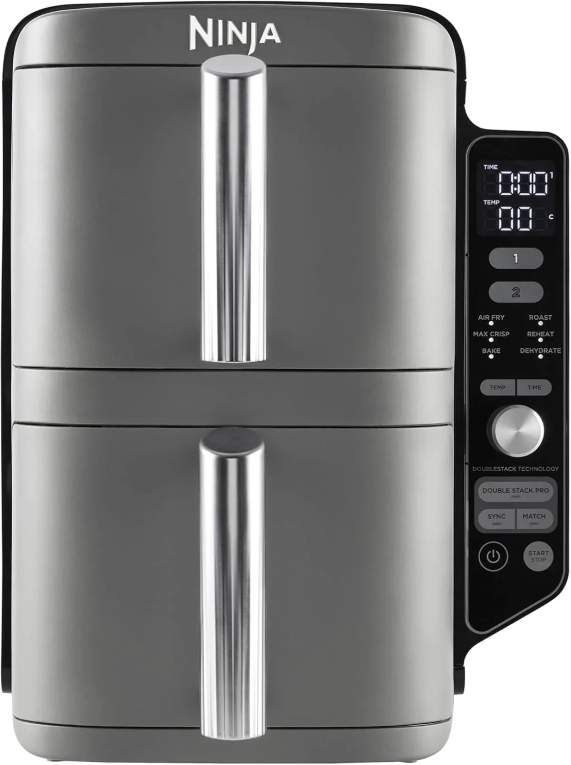 Ninja Double Stack XL Air Fryer, 9.5 Litre, Vertical Double Drawer, 4 Cooking Levels, 2 Drawers and 2 Grids, Space Saving Design, 6 Cooking Functions, 8 Portions, Black/Copper, SL400EUCP