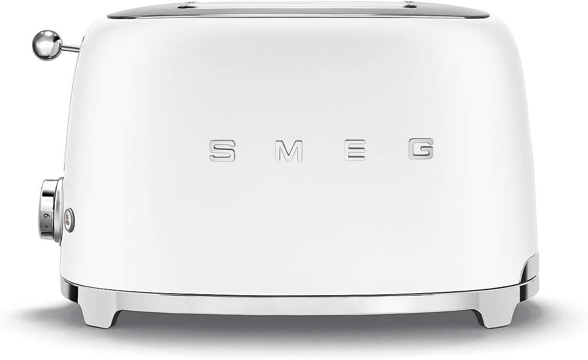 Smeg, 2x2 TSF01CREU -Toaster, 2 Schlitze für 2 Scheiben, 6 Vergoldungsniveaus, Heizfunktion, Abtau- und Bagel- Funktion, Sammelschublade, 950W, Creme