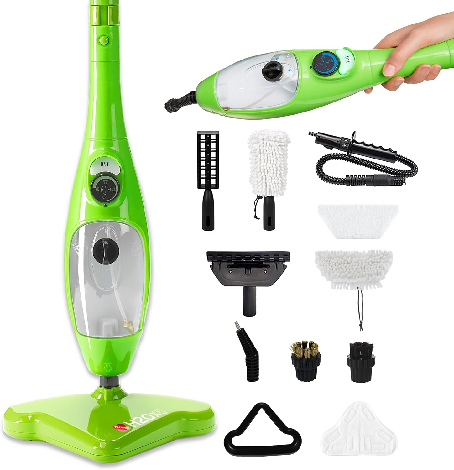 2025 H2O MOP? X5 Stoommop en Handstoomreiniger voor het Reinigen van Houten en Keukentegelvloeren, Voegreiniger, Bekledingreiniger en Tapijten